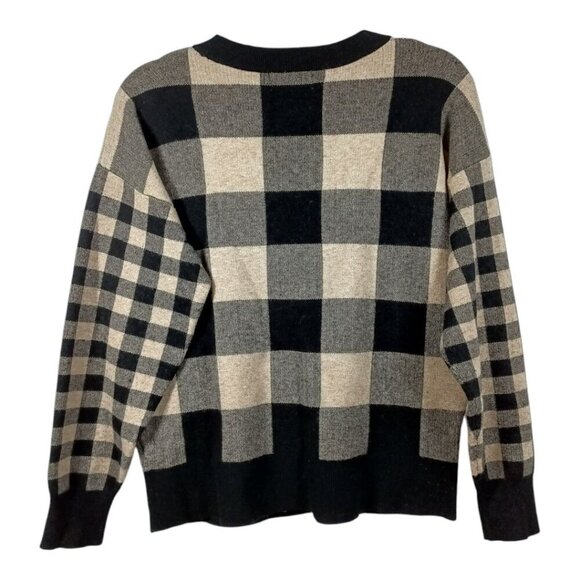 Cynthia Rowley Buffalo Plaid Check Pullover Crewneck Knit Sweater Women's Size L - Picture 2 of 8
